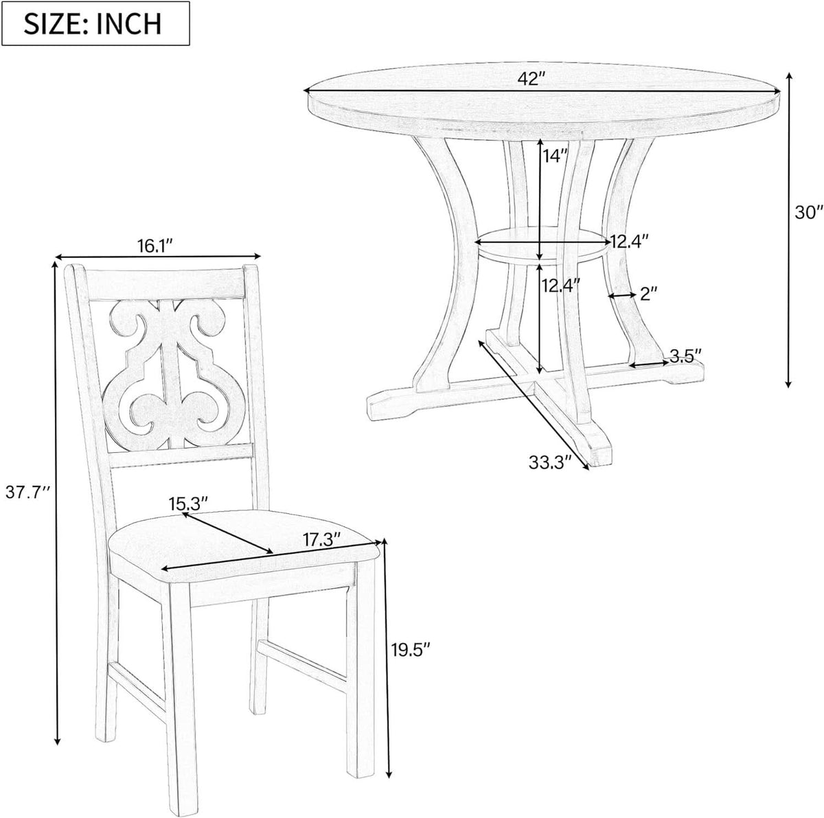 Avignon 5-Piece Round Dining Set