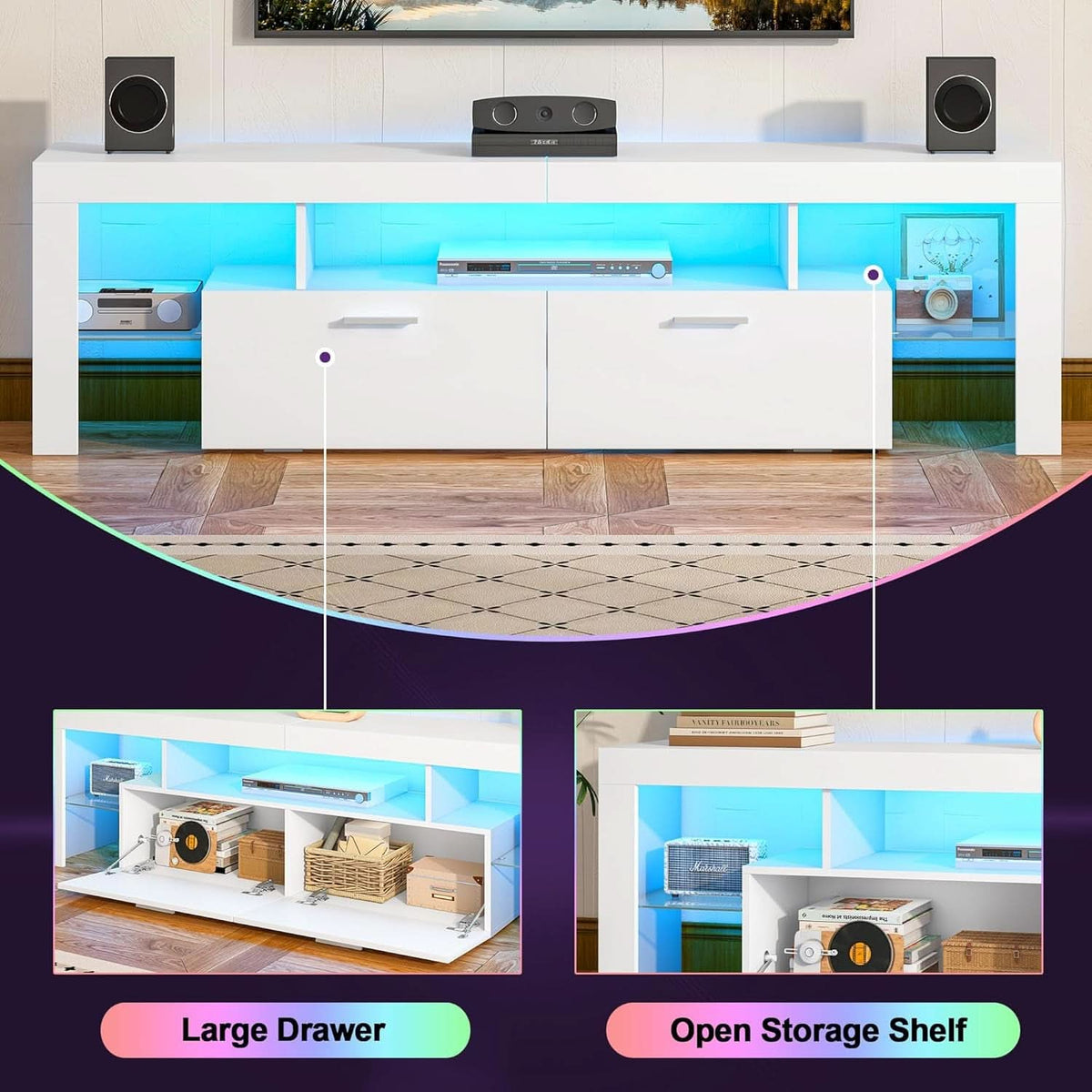 White LED TV Console