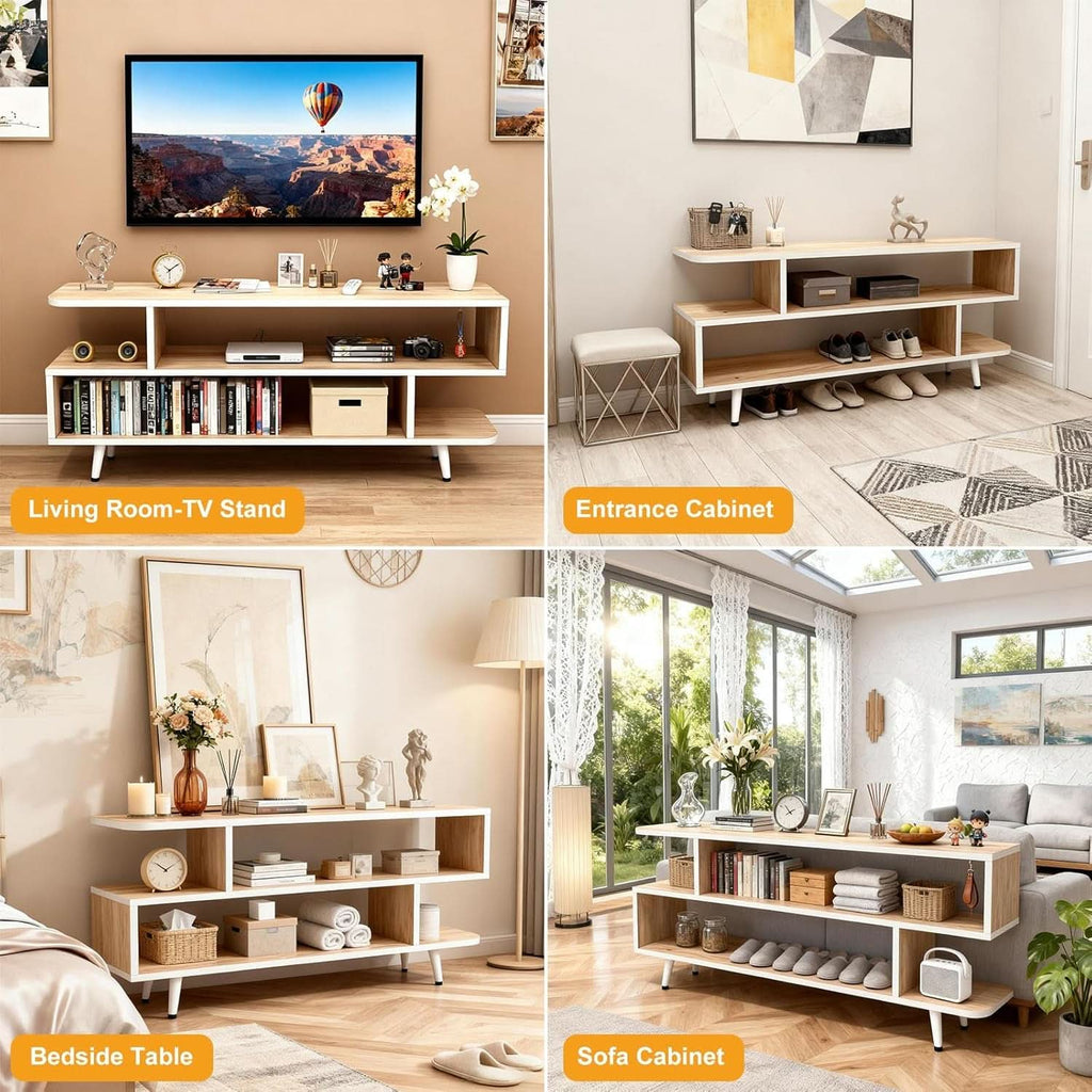 Walnut Open-Shelf TV Console