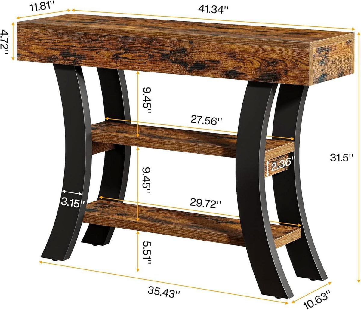 Aster Curved-Shelf Console Table
