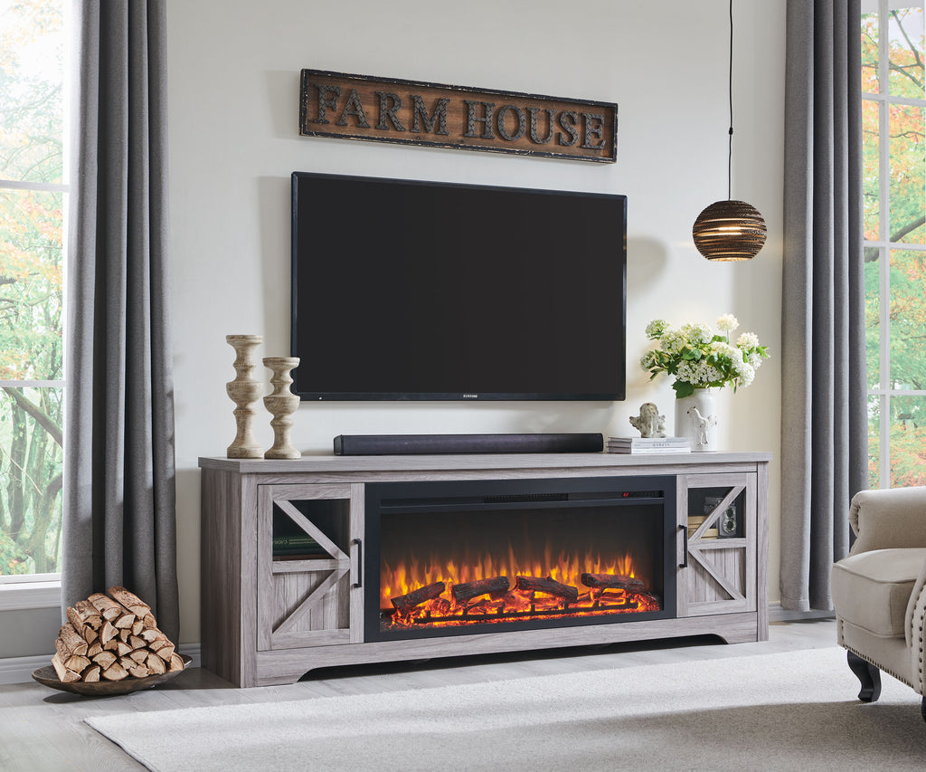Gray Fireplace TV Console