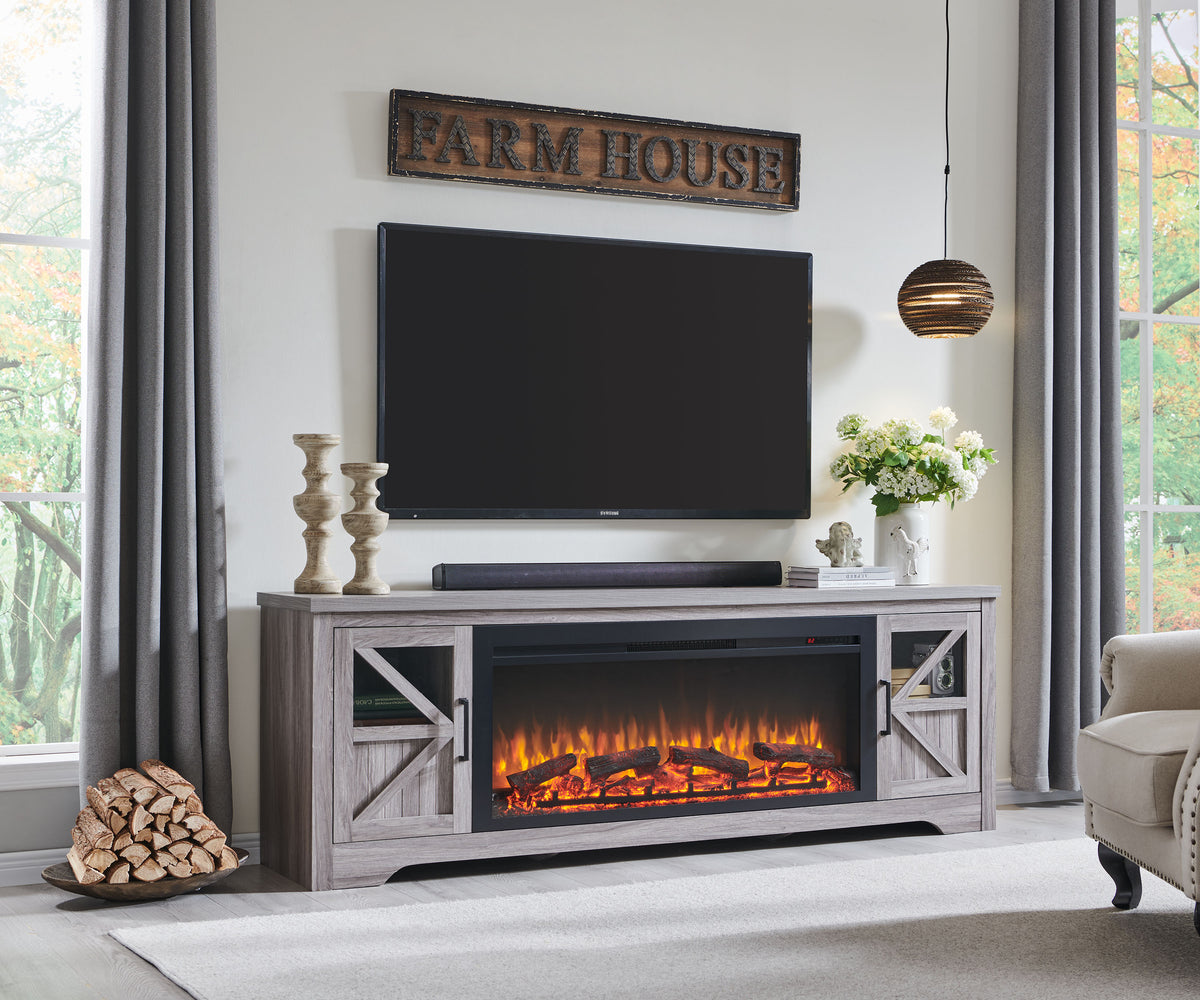Gray Fireplace TV Console