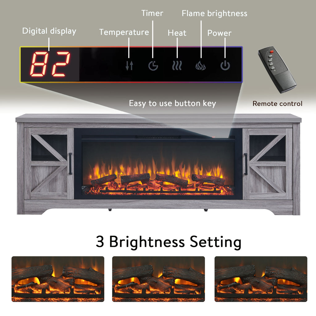 Gray Fireplace TV Console