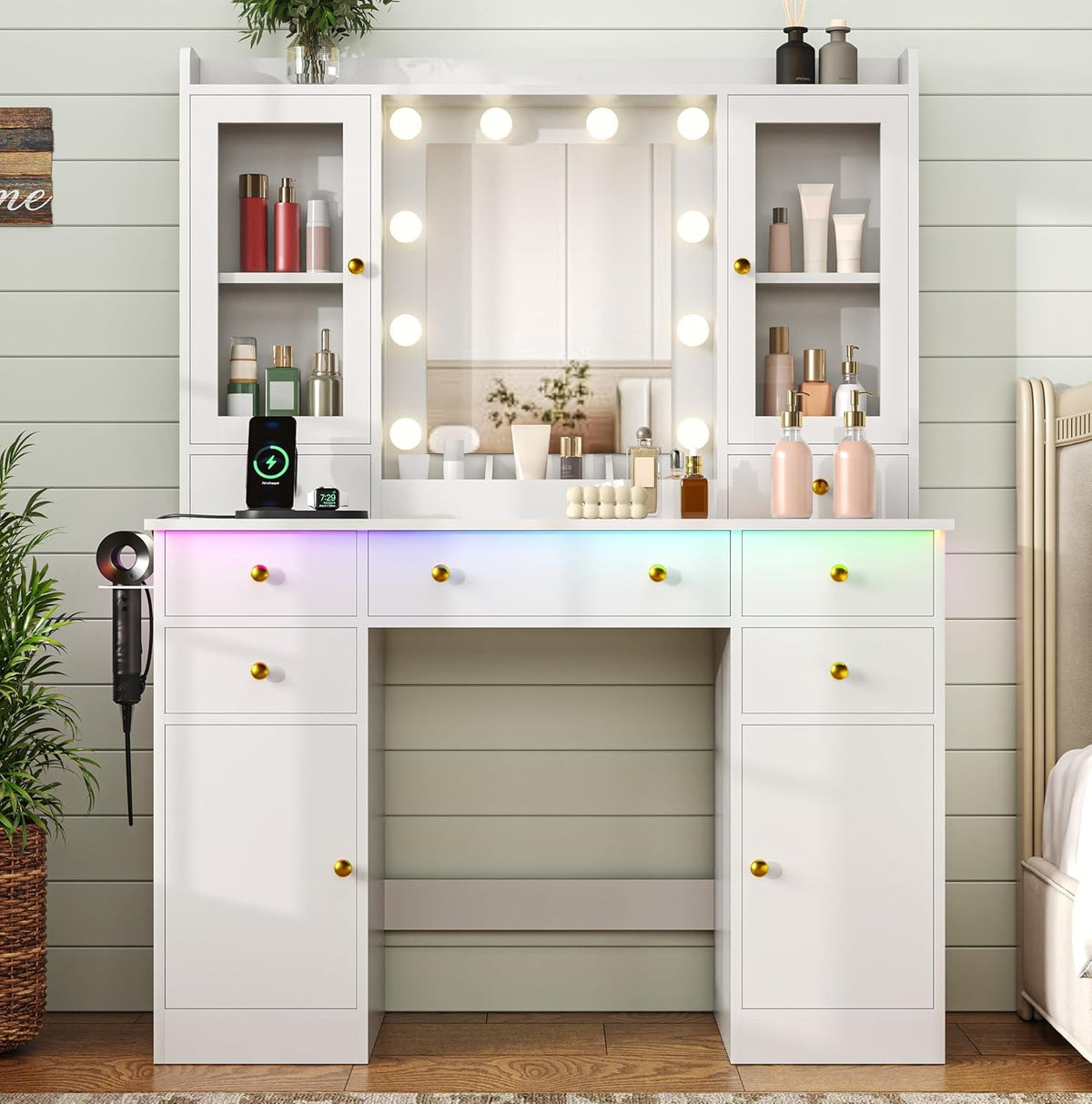 Seraphine Illuminated Vanity Desk with Display Storage