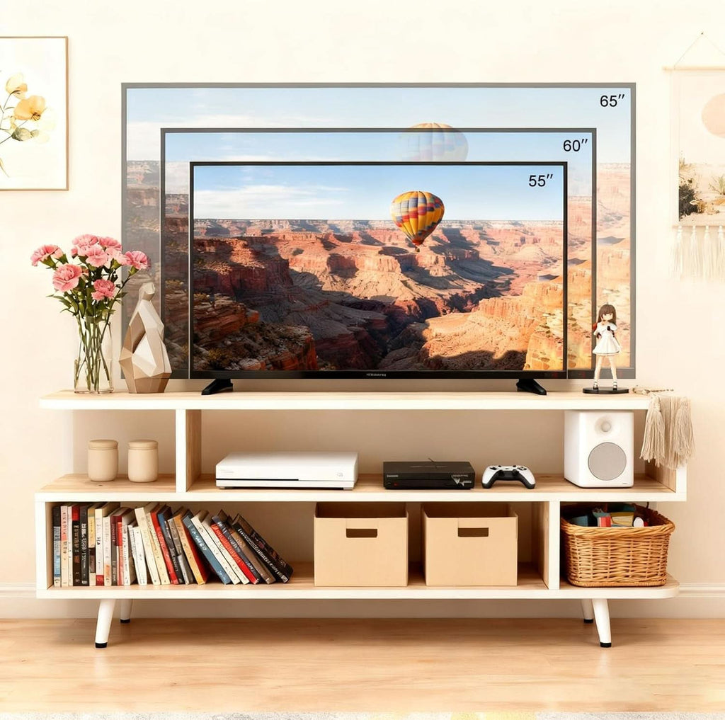Walnut Open-Shelf TV Console