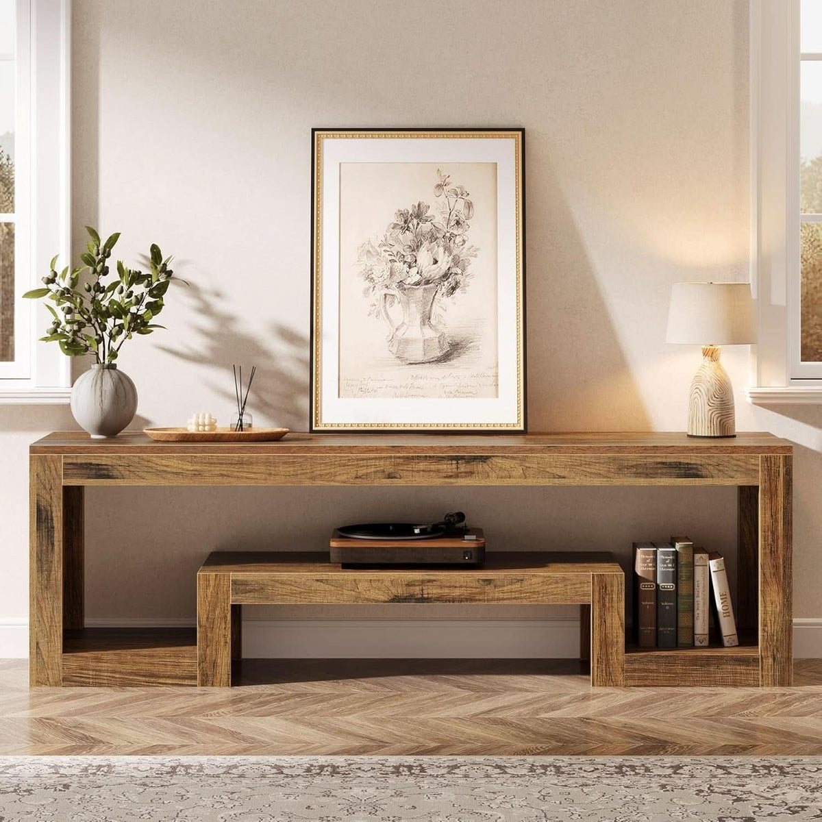 Rustic Walnut TV Console