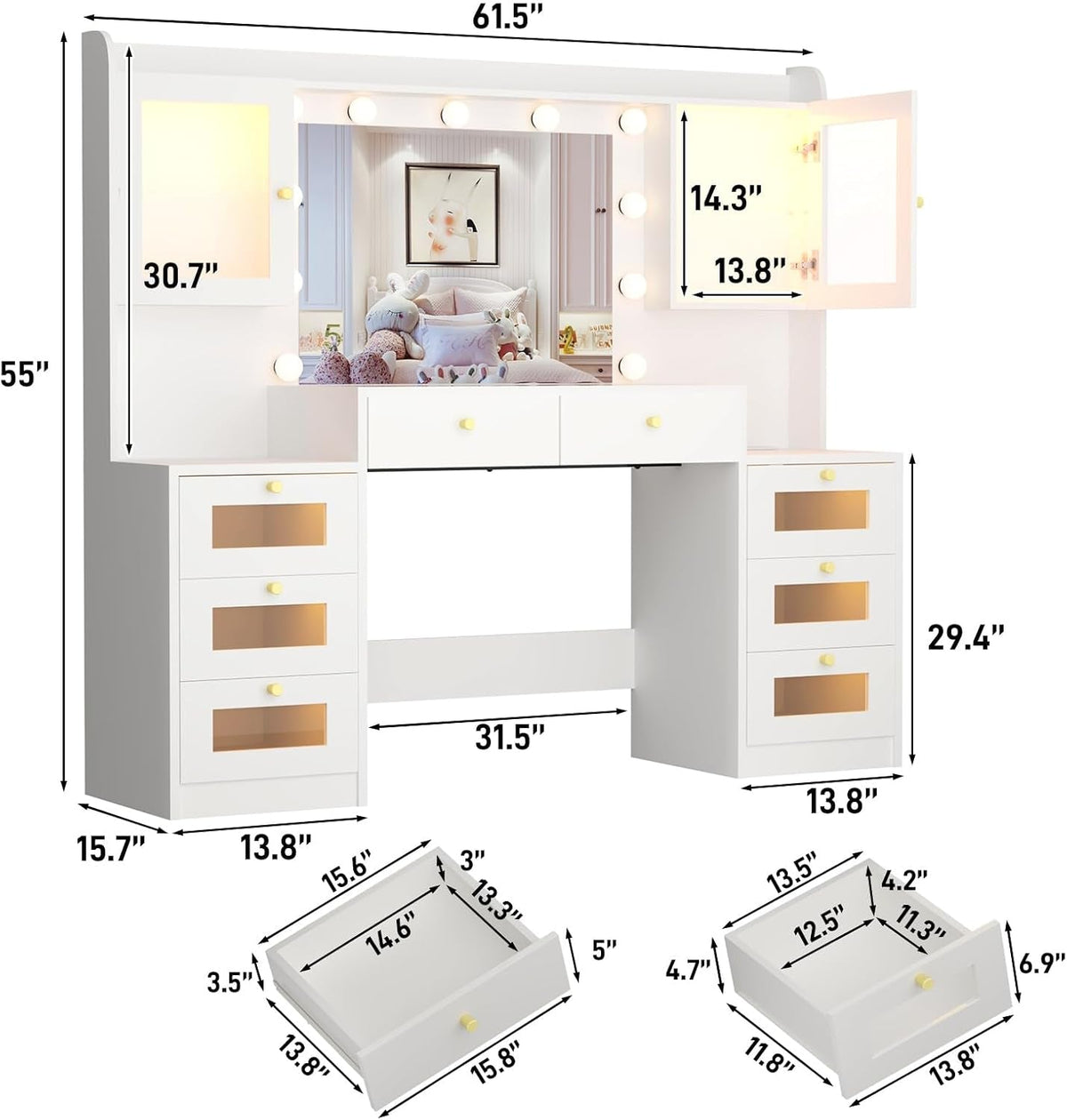 Corinne Grand Illuminated Vanity Desk