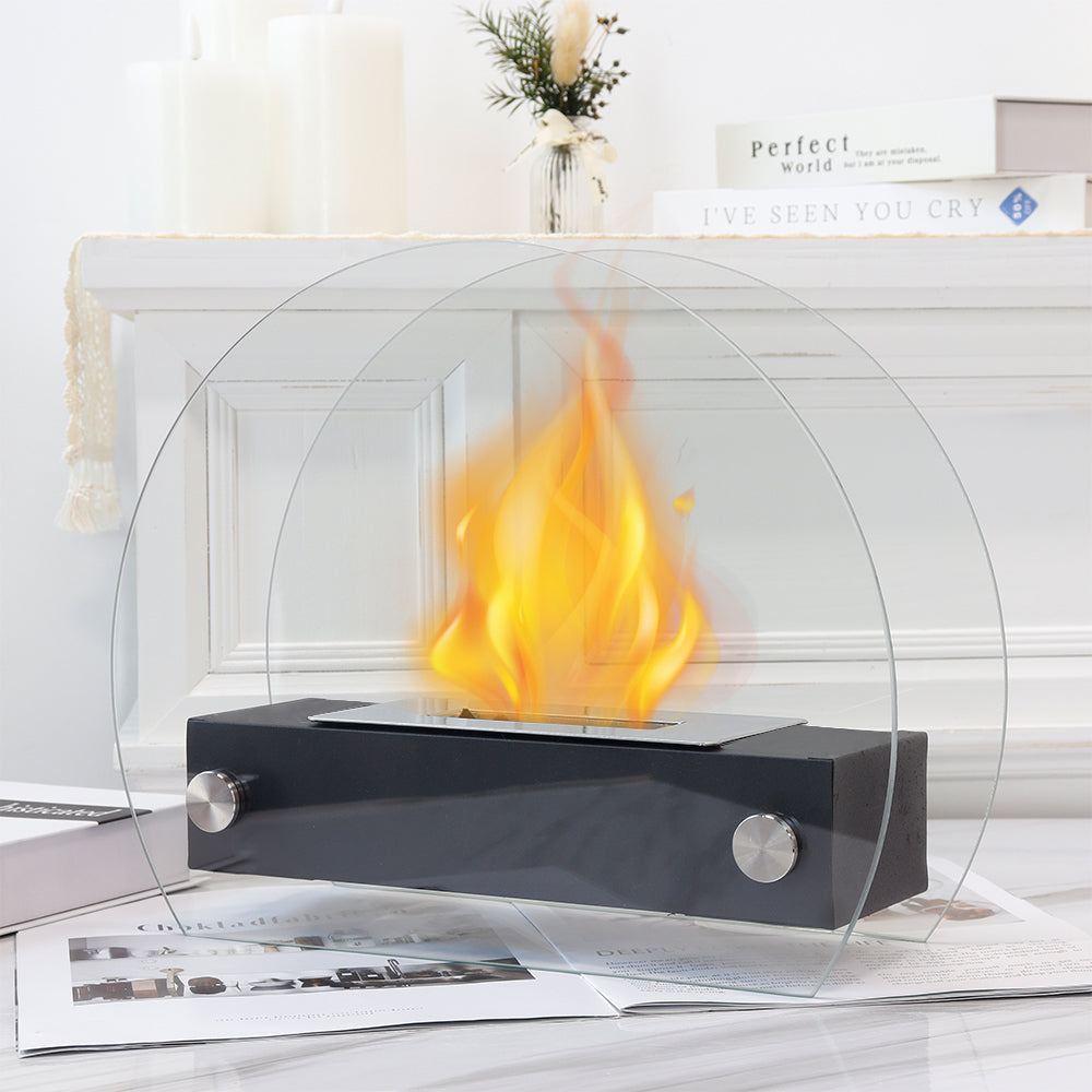 Round Glass Tabletop Fireplace