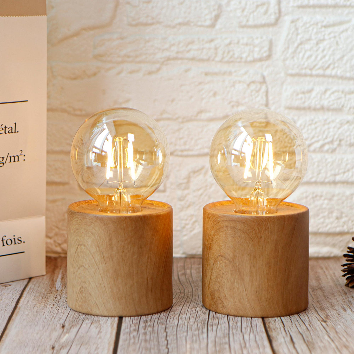 Woodgrain Globe Accent Lamps
