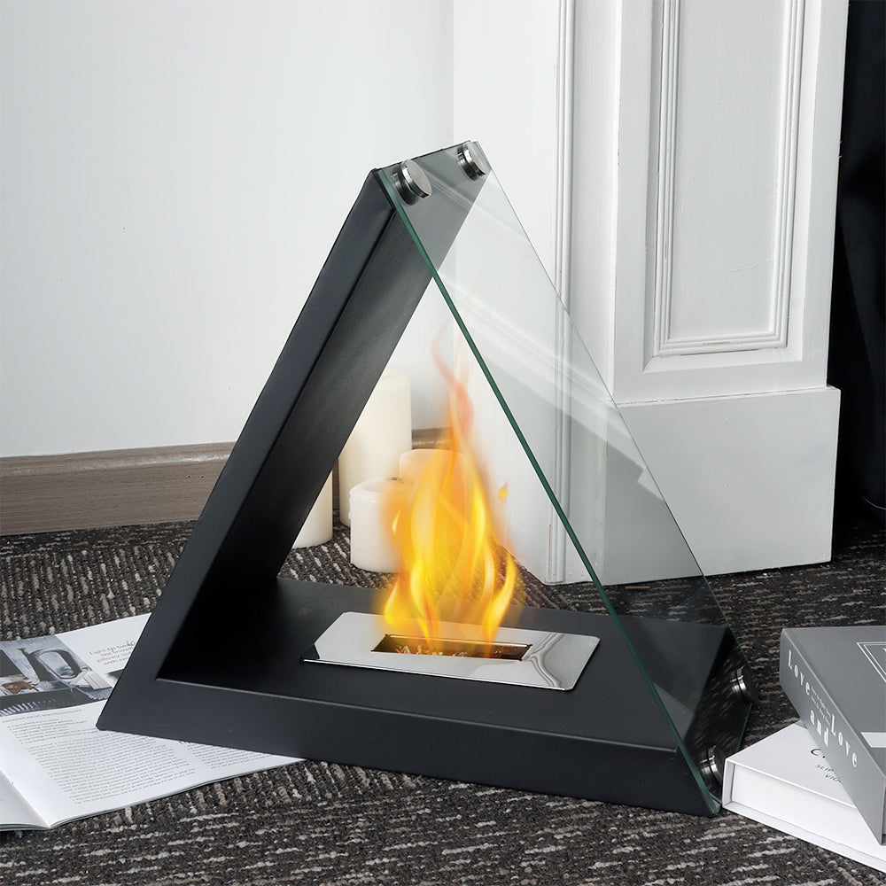 Triangular Glass Tabletop Fireplace