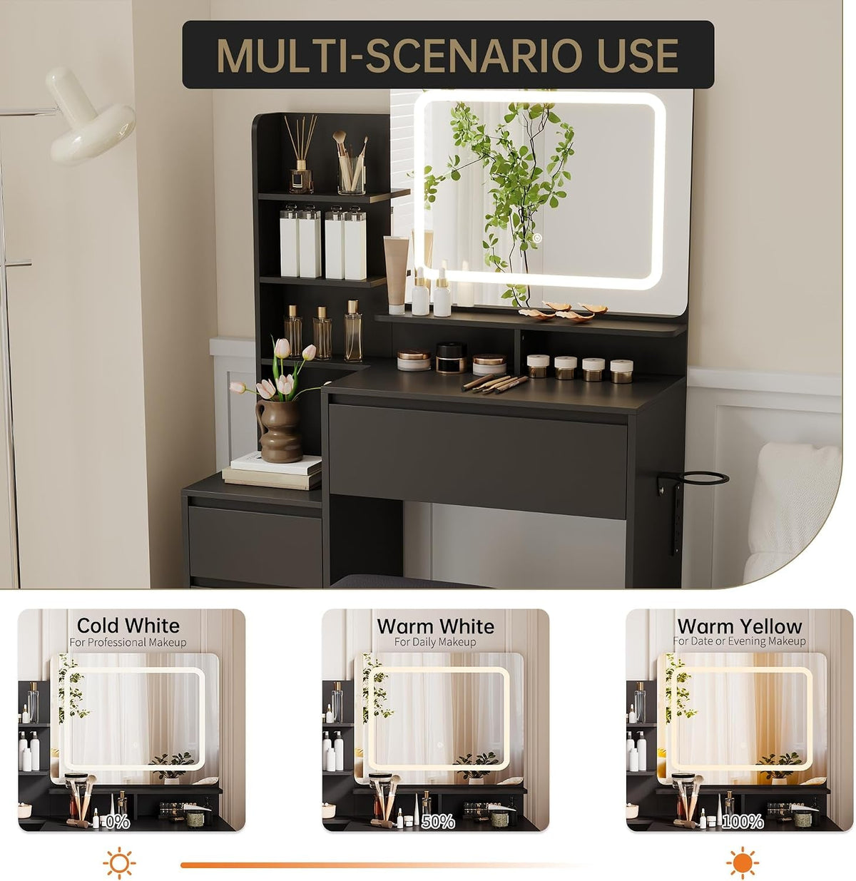 Aveline Illuminated Vanity Desk