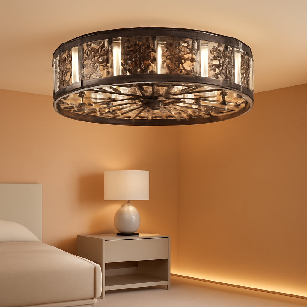 Black & Gold Caged Ceiling Fan