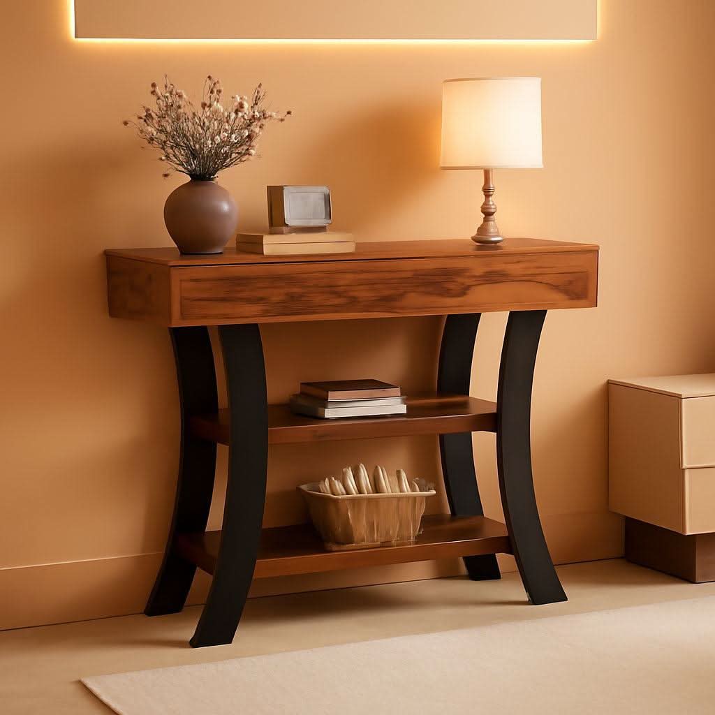 Aster Curved-Shelf Console Table