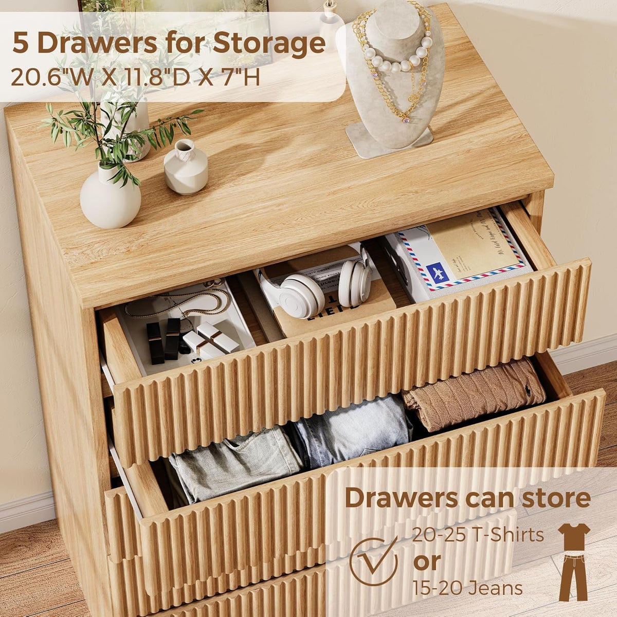 Fluted Five-Drawer Chest