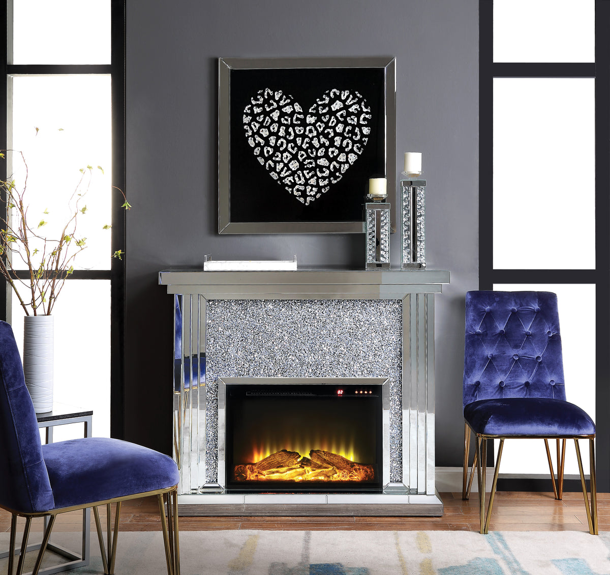 Silver Crystal Fireplace Mantel