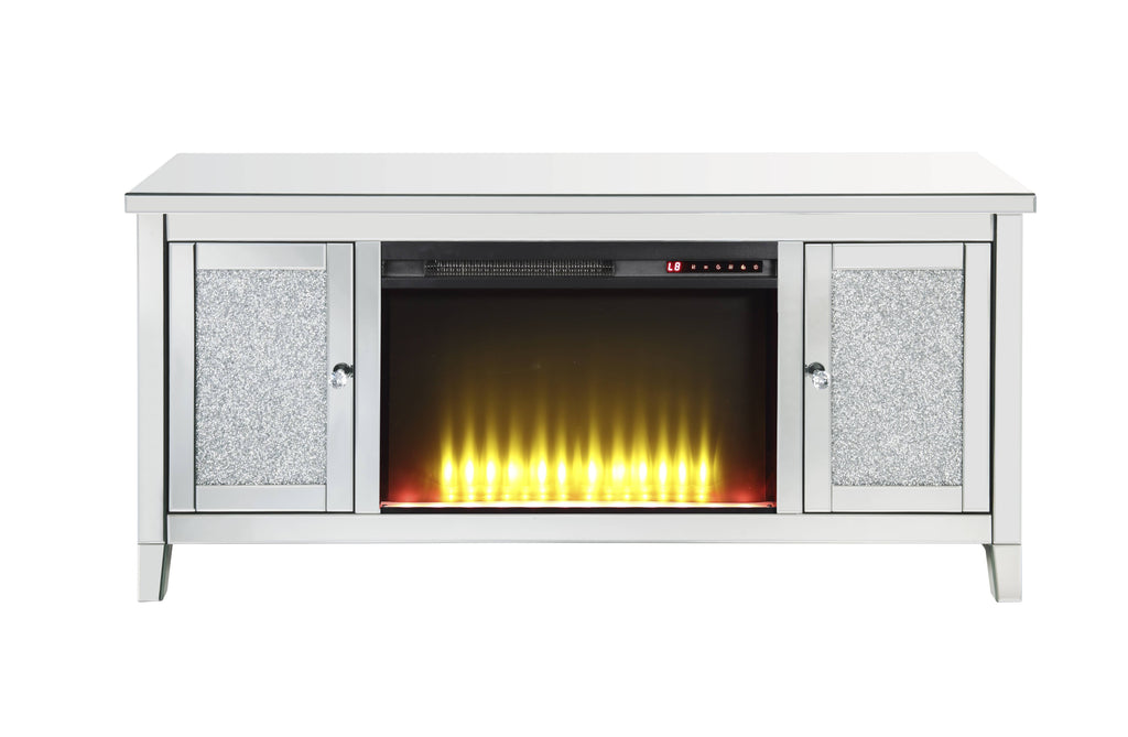 Silver Crystal Fireplace Media Console