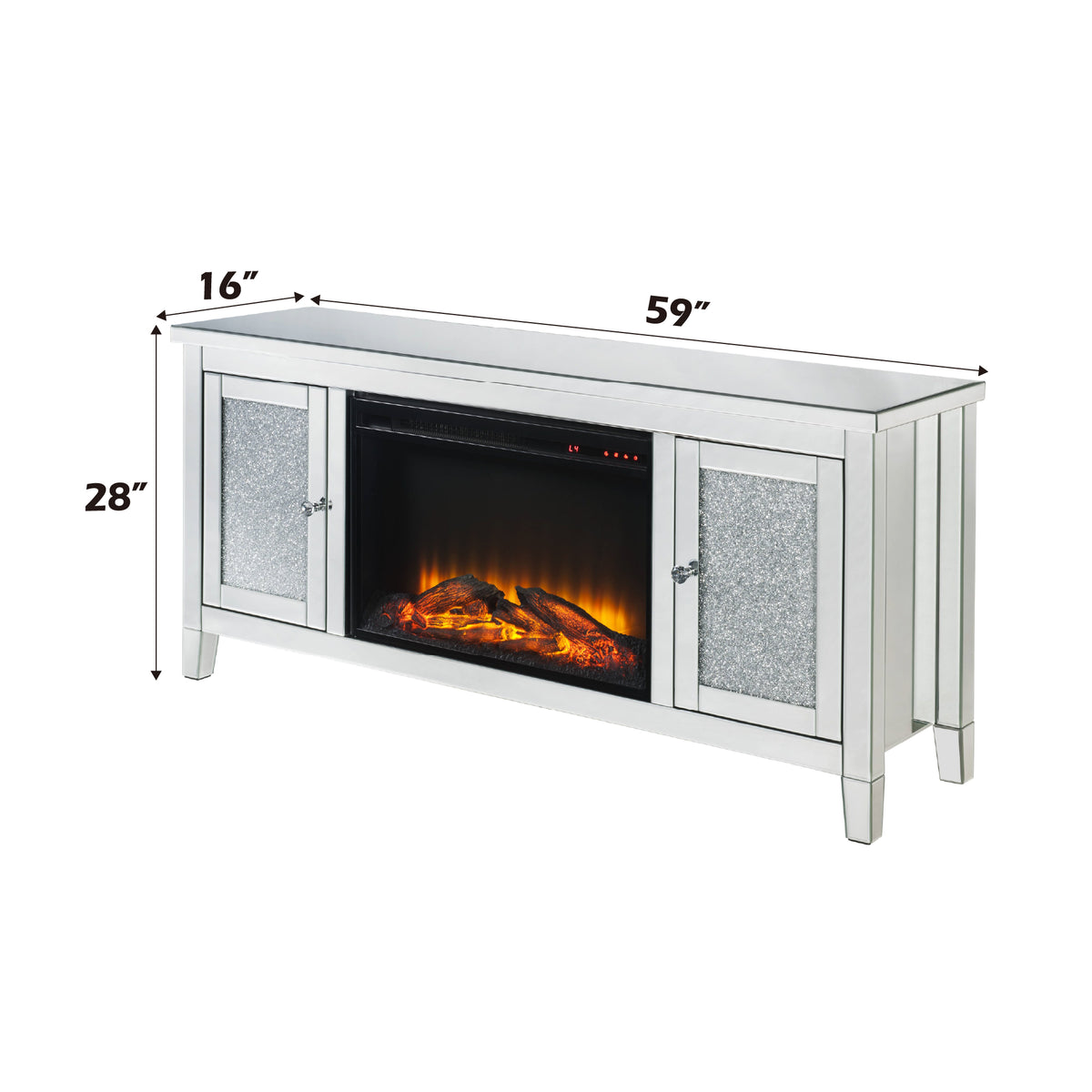 Silver Crystal Fireplace Media Console