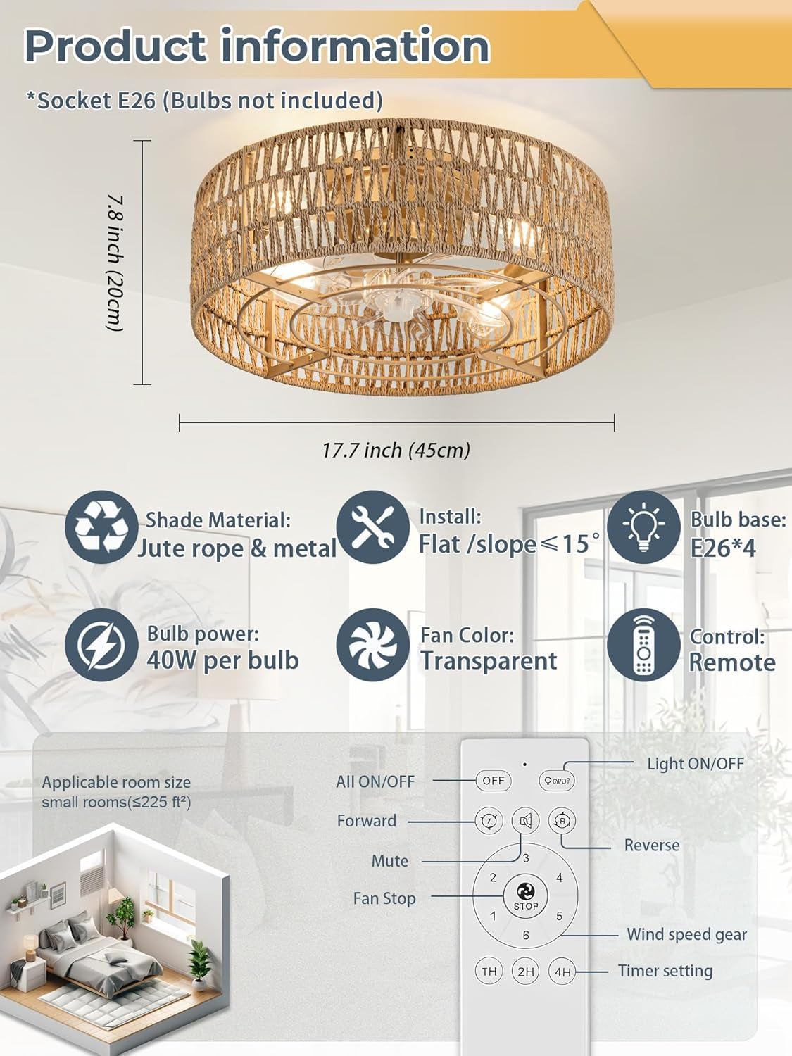 Woven Rattan Ceiling Fan