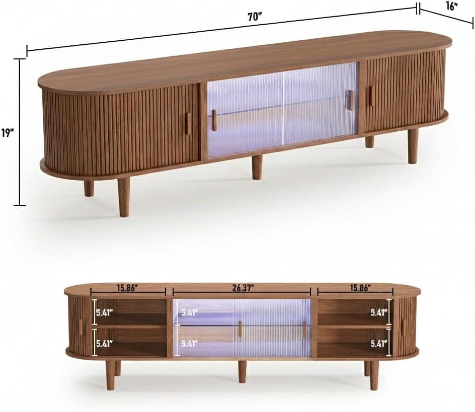 Walnut LED TV Console