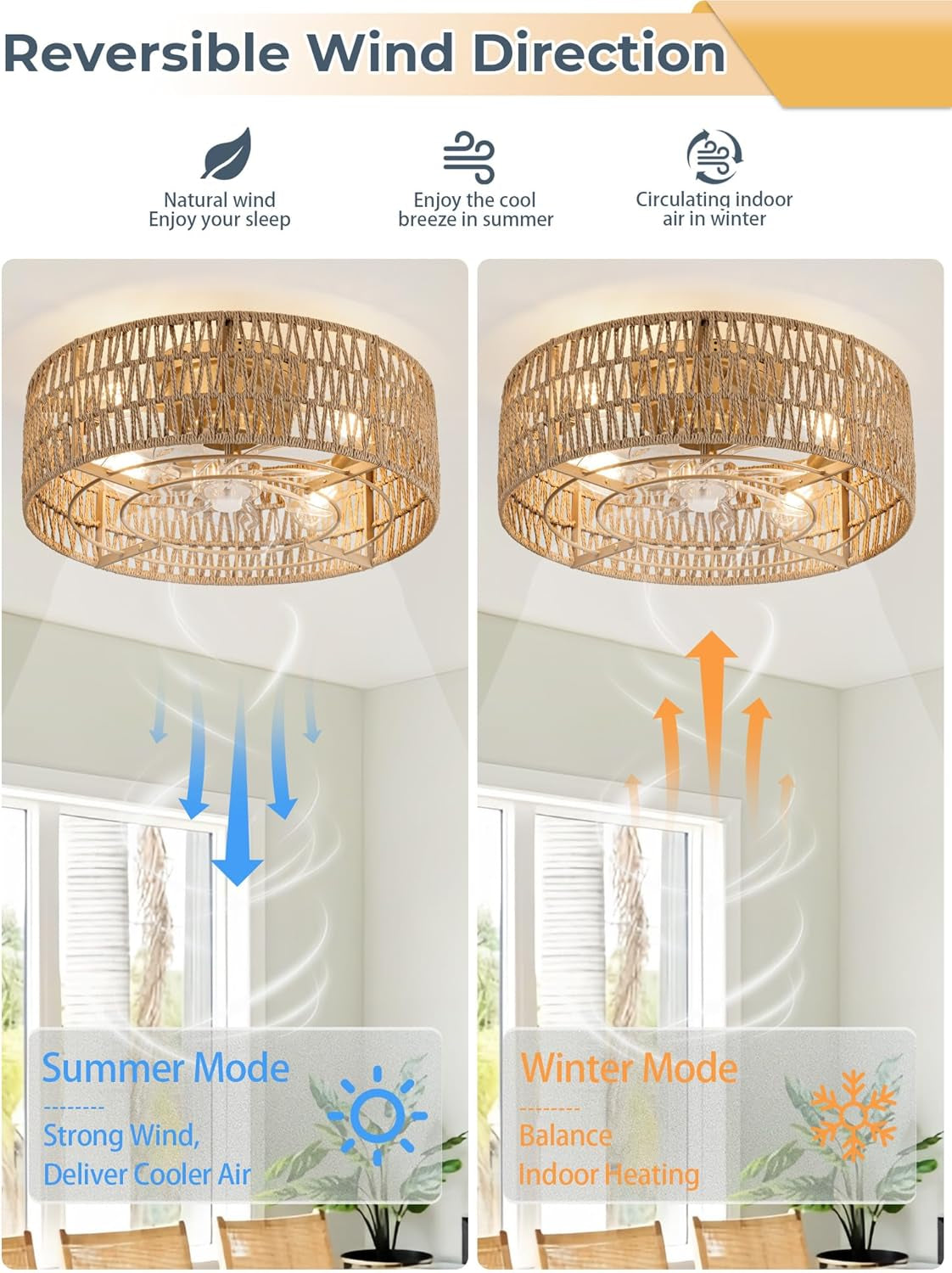 Woven Rattan Ceiling Fan