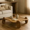 Wholesale Handmade Natural Wood Coffee Table Durable Japandi Wabi-Sabi Decor Organic Modern Live Edge