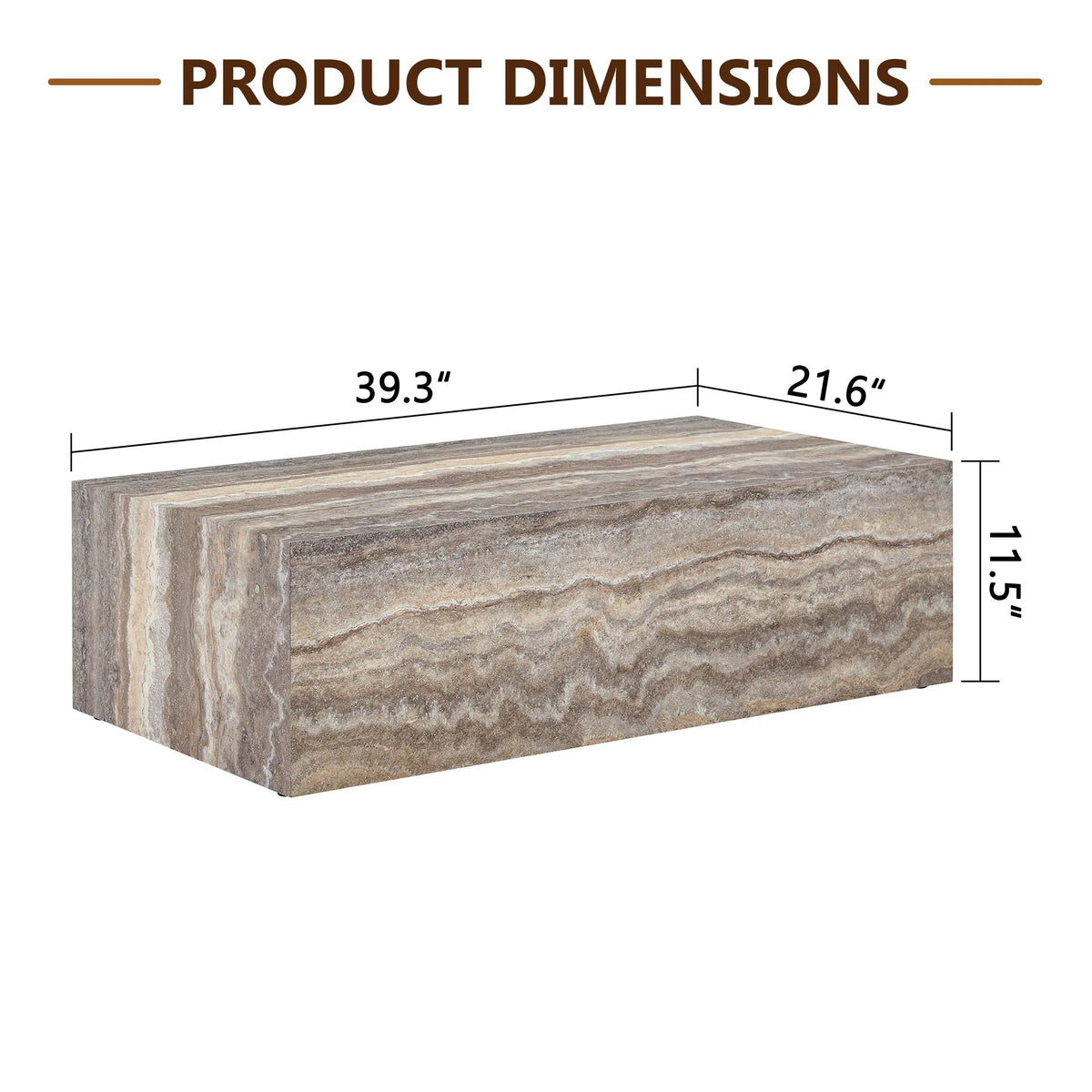 39.3 * 21.6 inch gray marble patterned MDF rectangular coffee table, stable, waterproof and easy to clean, modern minimalist liv