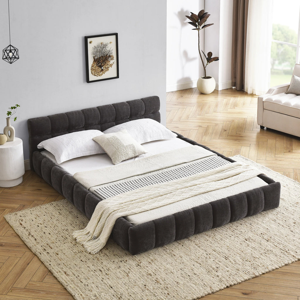 Low-Profile Chenille Platform Bed