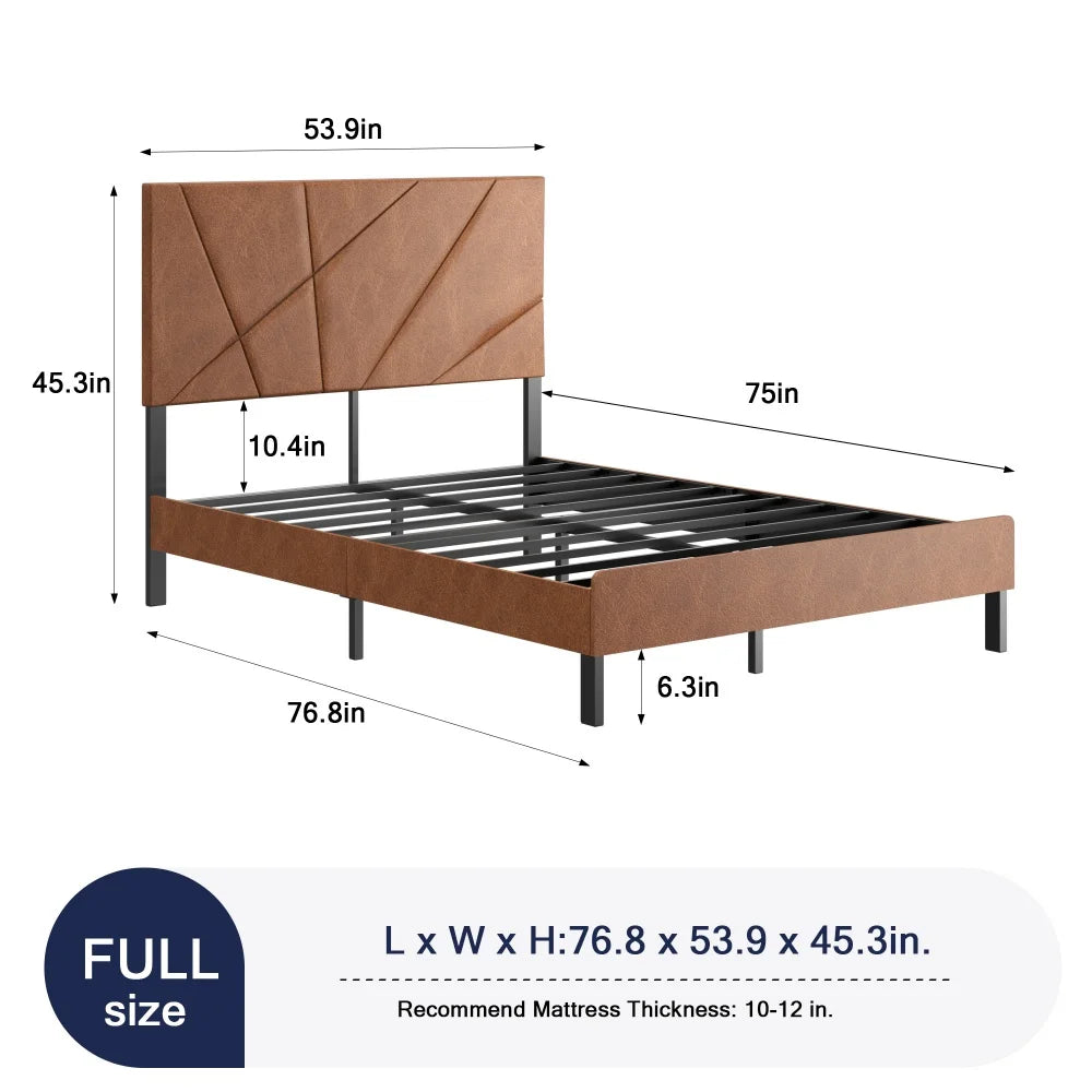 Geometric Upholstered Platform Bed