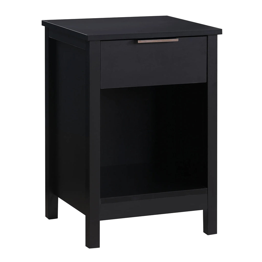Nightstand with Drawer,3-Tier End Side Table with Storage Drawer and Shelf,Modern Bedside Night Stand for Bedroom, Living Room-R