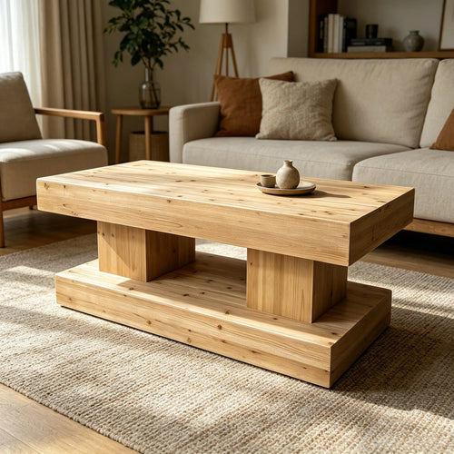 47.24 InchNatural Solid Wood Coffee Table elevate your living room with crafted from premium natural wood with visible grain and