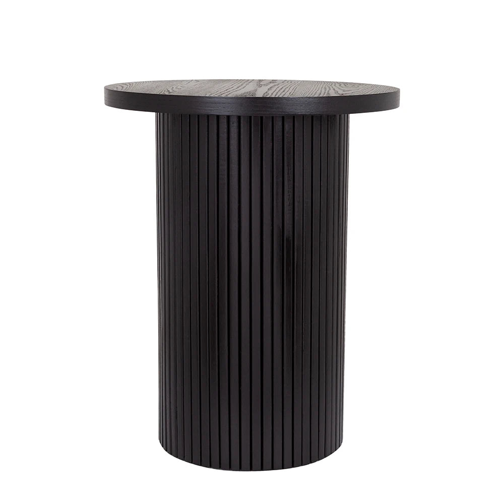 Black 22" Tall Pedestal Round End Table Handcrafted Wood Coffee Table