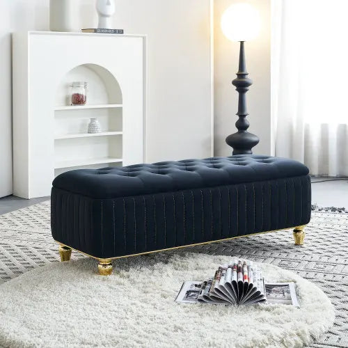 Elvarenae Dorelle Velvet Storage Ottoman