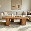 This coffee table with walnut color crafted from selected natural solid wood ,retaining natural wood grain,warm and rustic wood