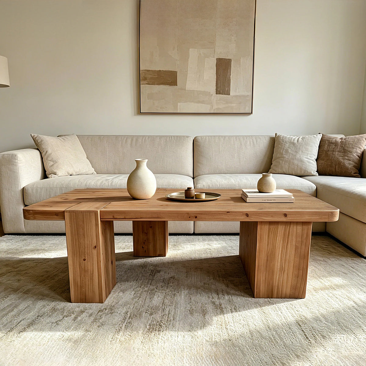 This coffee table with walnut color crafted from selected natural solid wood ,retaining natural wood grain,warm and rustic wood