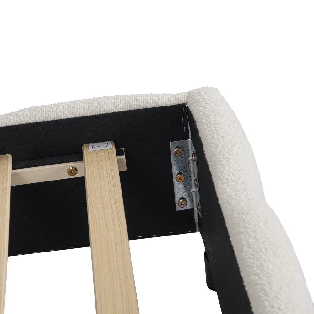 Channel-Tufted Bouclé Bed