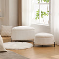 M Modern Durable 2-Piece Faux Fur Fabric Upholstered Storage Ottoman Set with Metal Legs Coffee Side Table Shoe Changing Stool
