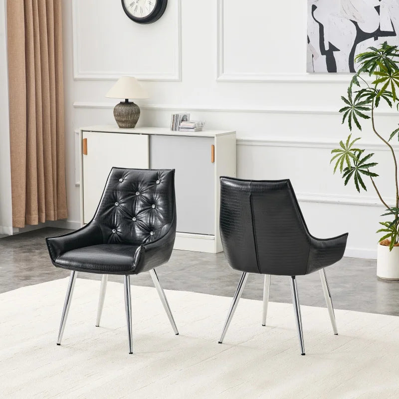 Noelle Crocodile-Pattern Dining Chairs – Set of 2