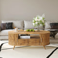 DFW 45.27 Inch Oval Coffee Table with Storage, AlsoCan be used as TV standMid Century Modern Coffee Table with Drawer, Center Ta