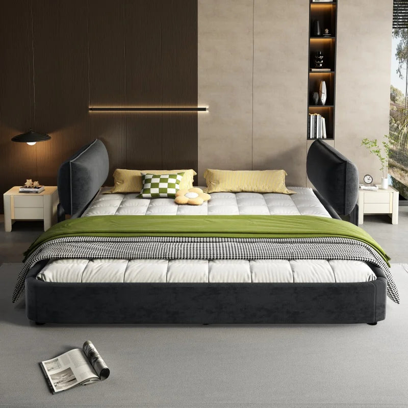 Adjustable-Headboard Chenille Bed