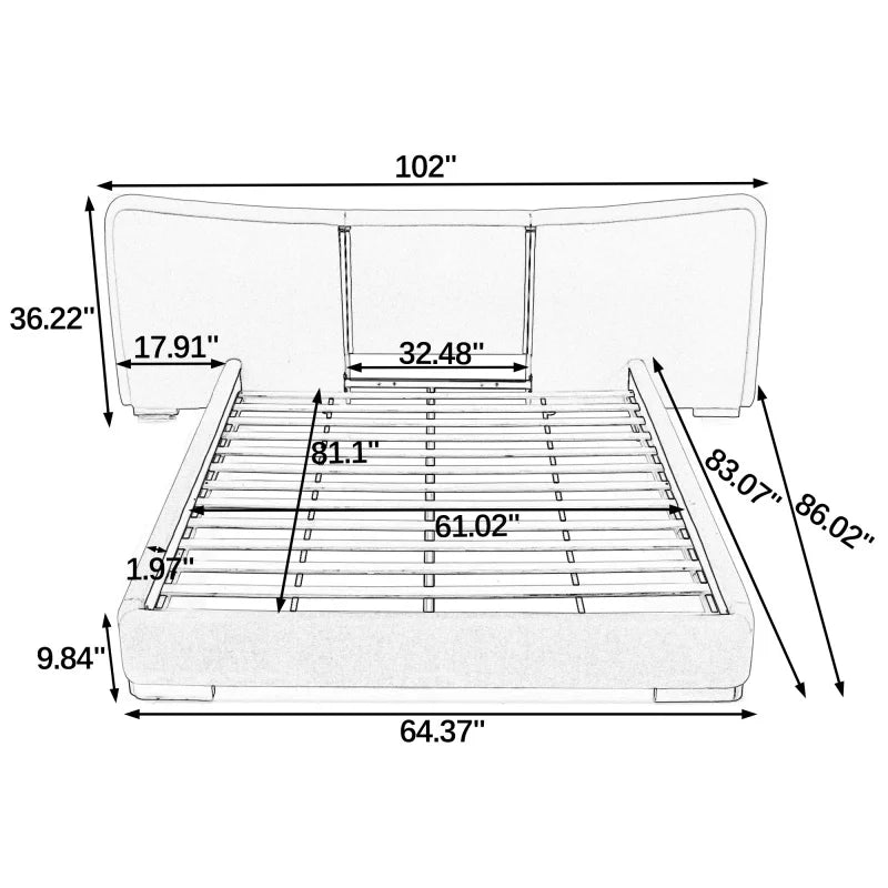 Curved Gold-Trim Platform Bed