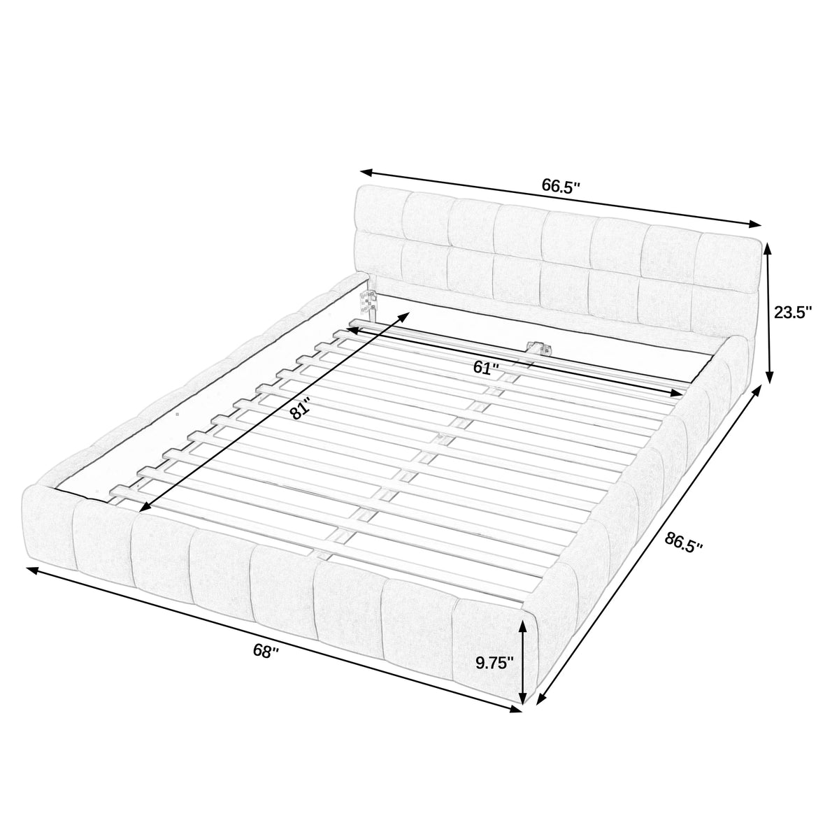 Low-Profile Chenille Platform Bed