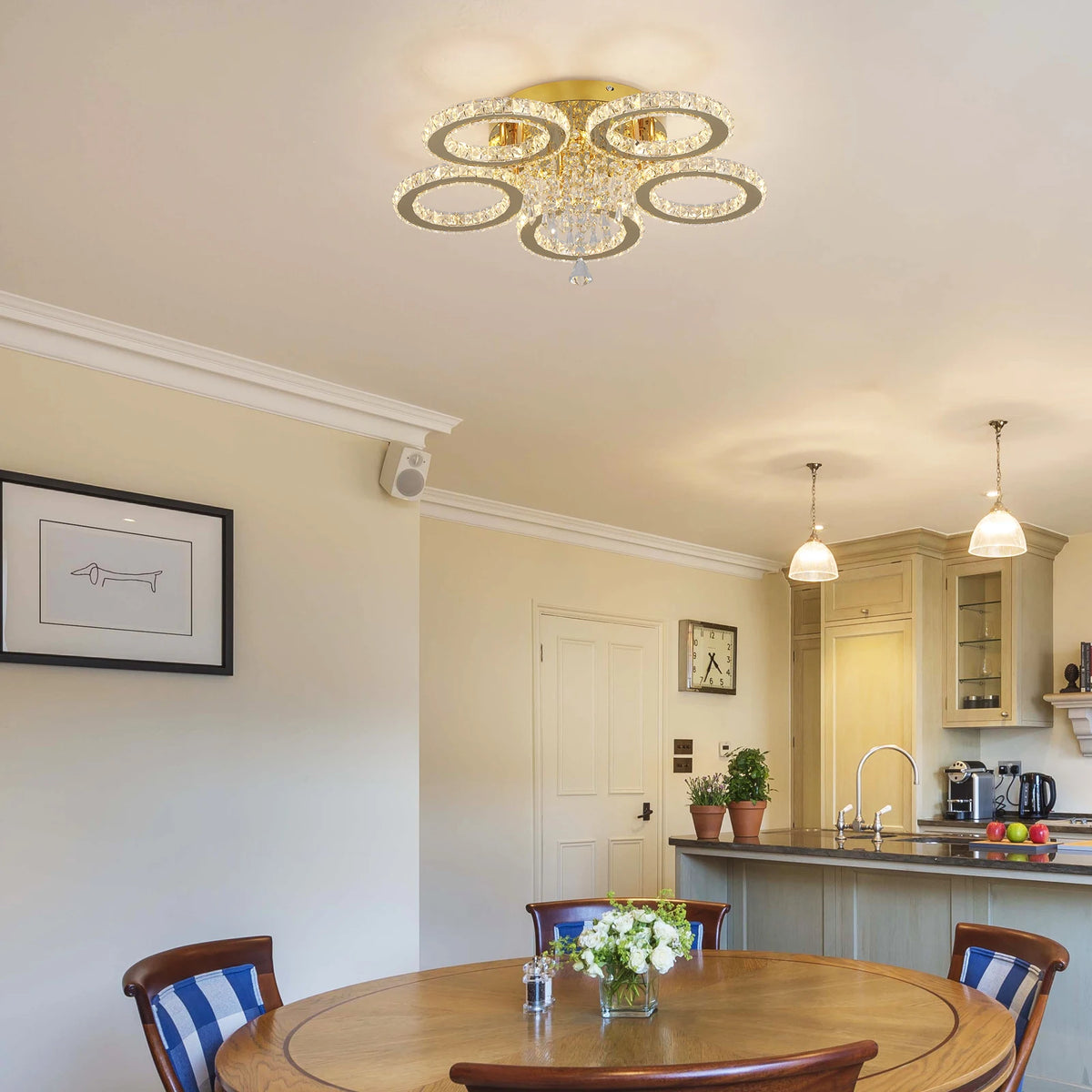 US Stock 3 CCT Change Colors Golden 50W LED Ceiling Light Chandelier 5 ...