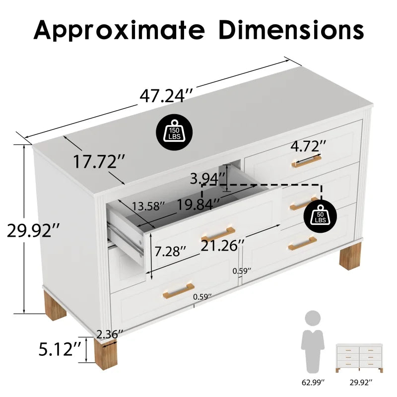 Framed Six-Drawer Dresser
