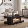 Modern Durable Handmade Wood Coffee Table APP Control Lights Two-Tone Finish 2-Tier Storage Eco-Friendly Living Room Furniture