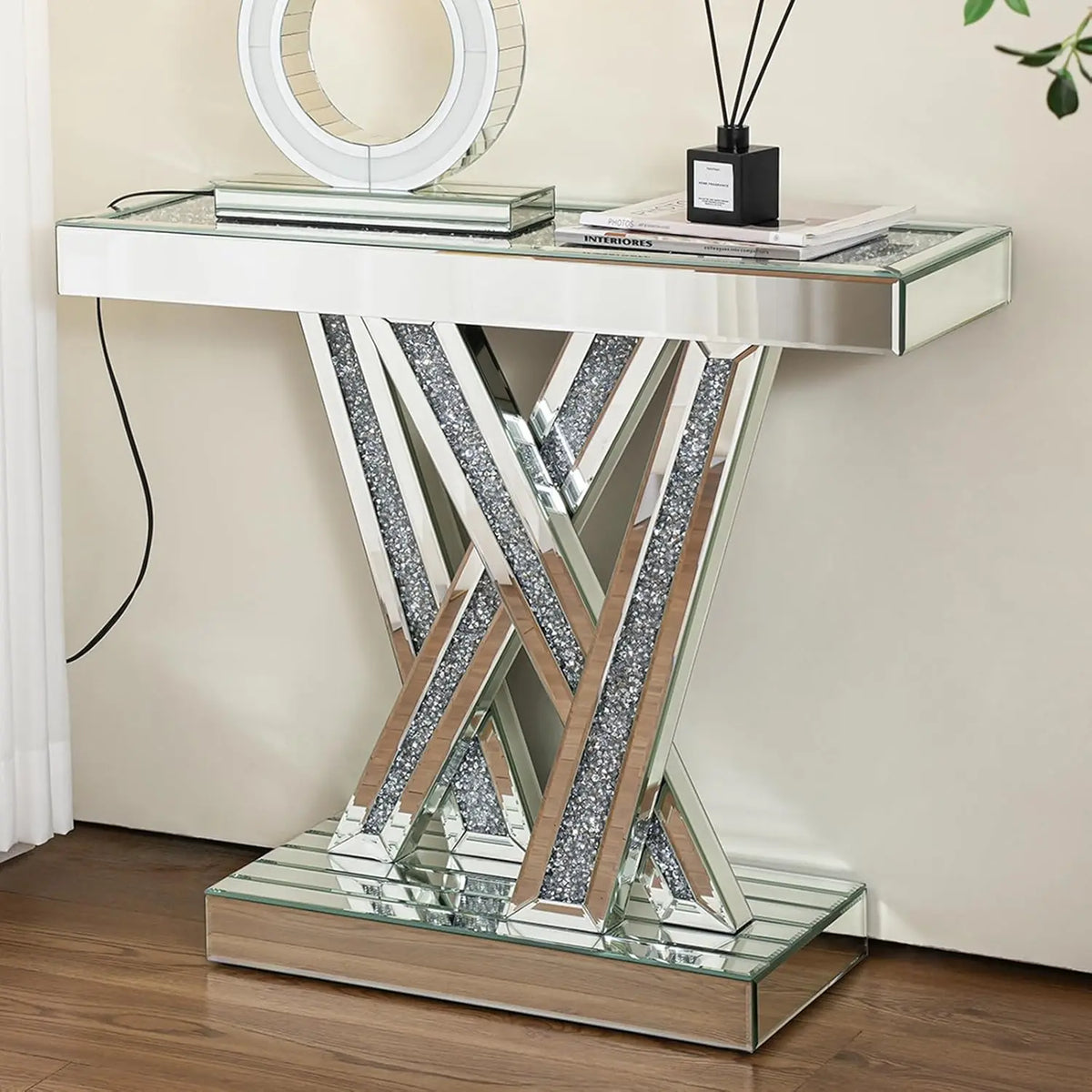 Vesper W-Base Mirrored Console Table