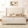 Tall Wingback Upholstered Bed
