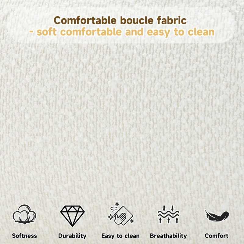 Rounded Bouclé Platform Bed
