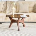 31.5 Inch Glass Coffee Table, Mid-Century Modern Style, Ideal as a Centerpiece for Living Rooms, Bedrooms, Reception Areas, and