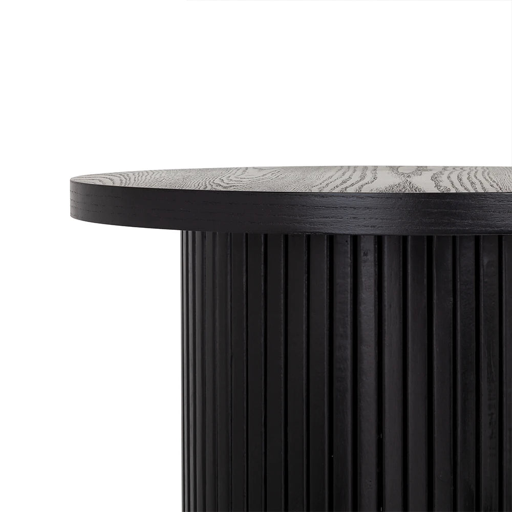 Black 22" Tall Pedestal Round End Table Handcrafted Wood Coffee Table
