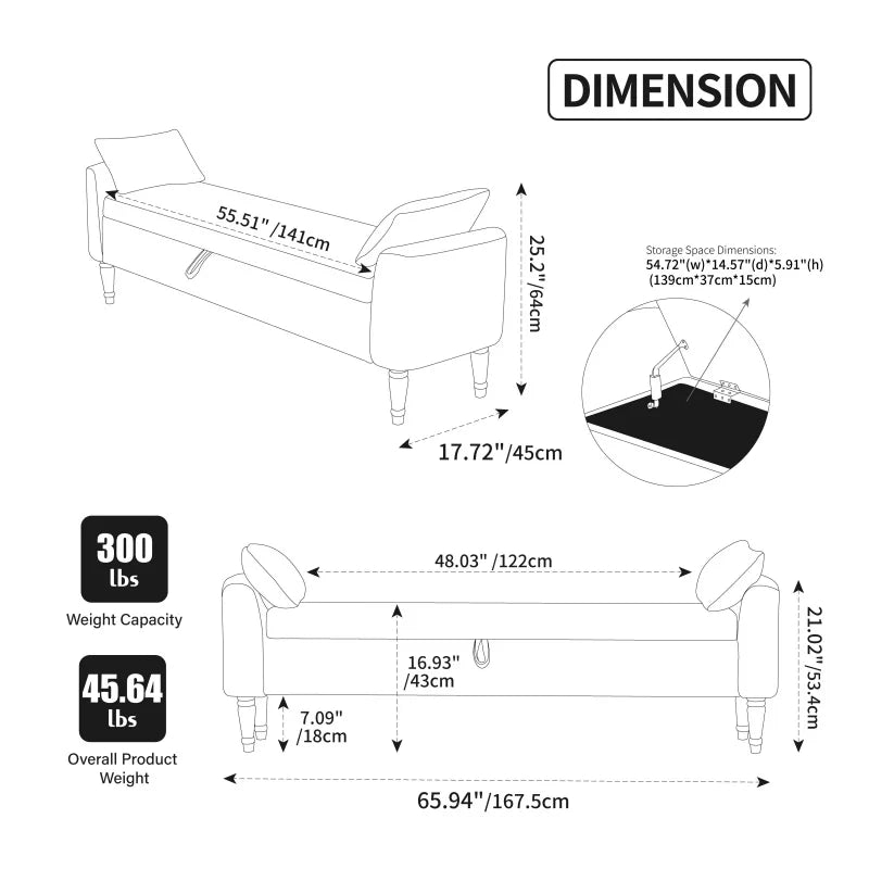 Elvarenae Liselle Upholstered Storage Bench